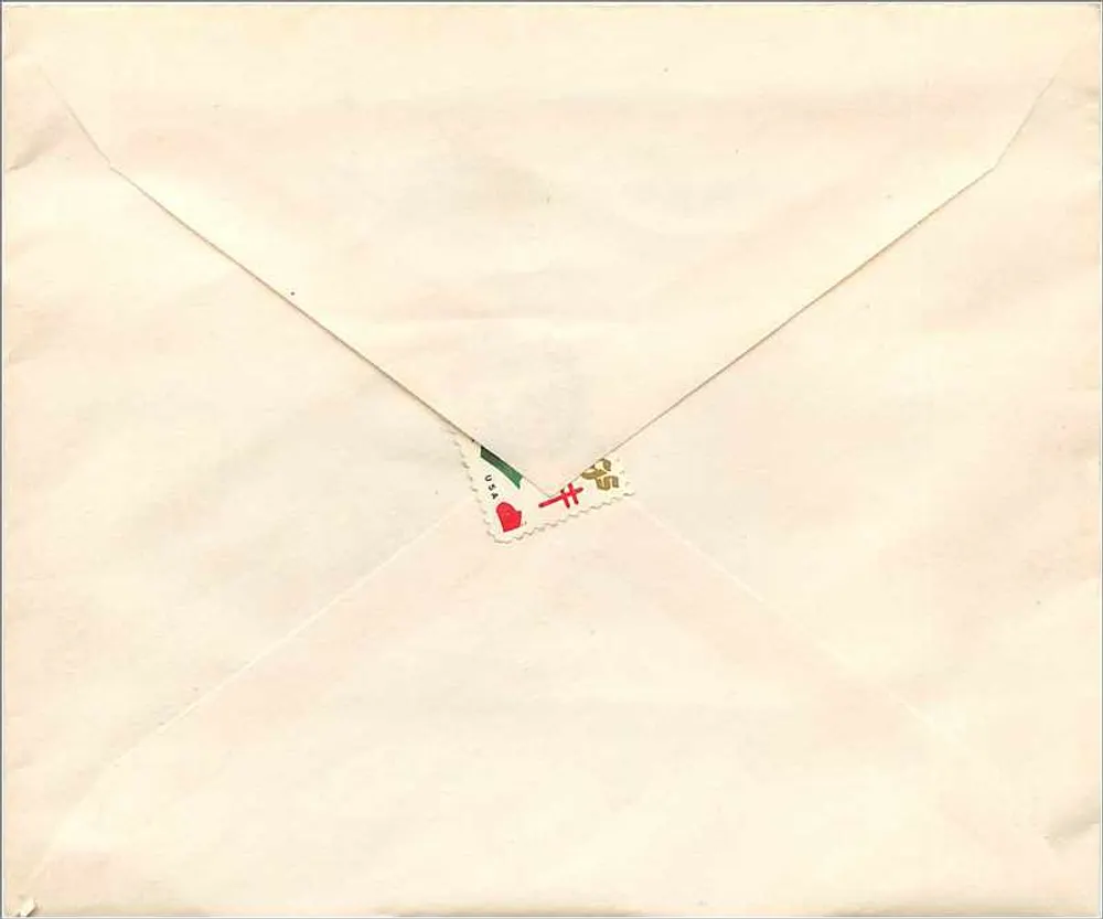 King Ferry, N.Y. — Envelope com selo de 2 centavos e endereço manuscrito — Editor não visível - Verso