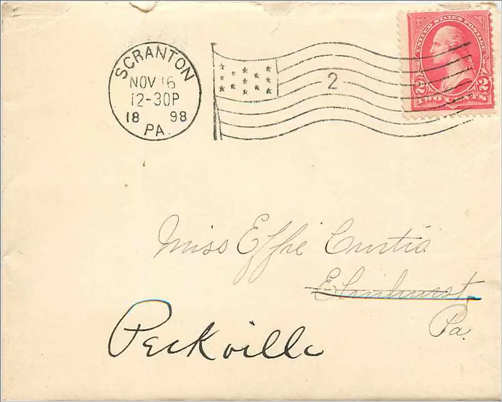 Ansichtskarte von Scranton — Vereinigte Staaten — 2-Cent-Washington-Poststempel — um 1898 - Vorderseite