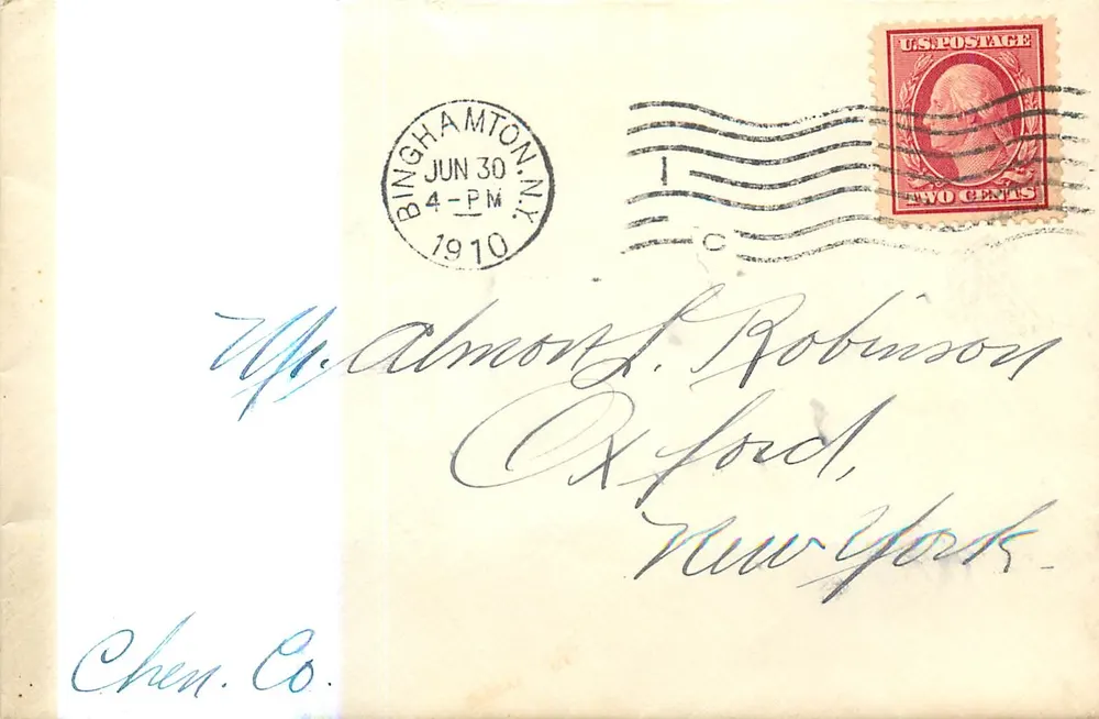 Binghamton, NY — Brief an Herrn Almont L. Robinson — Chen Co. - Vorderseite