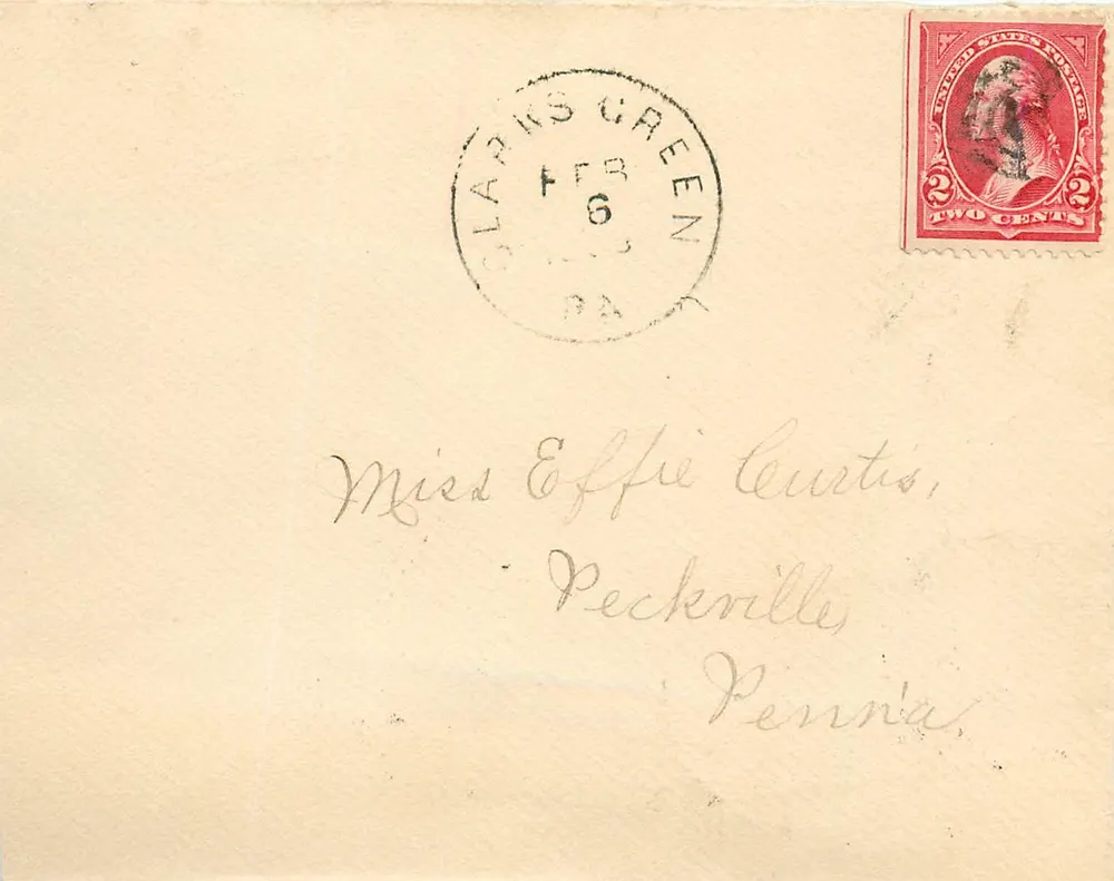 Clarks Green — Pennsylvanie — carte postale avec timbre 2 cents - Recto