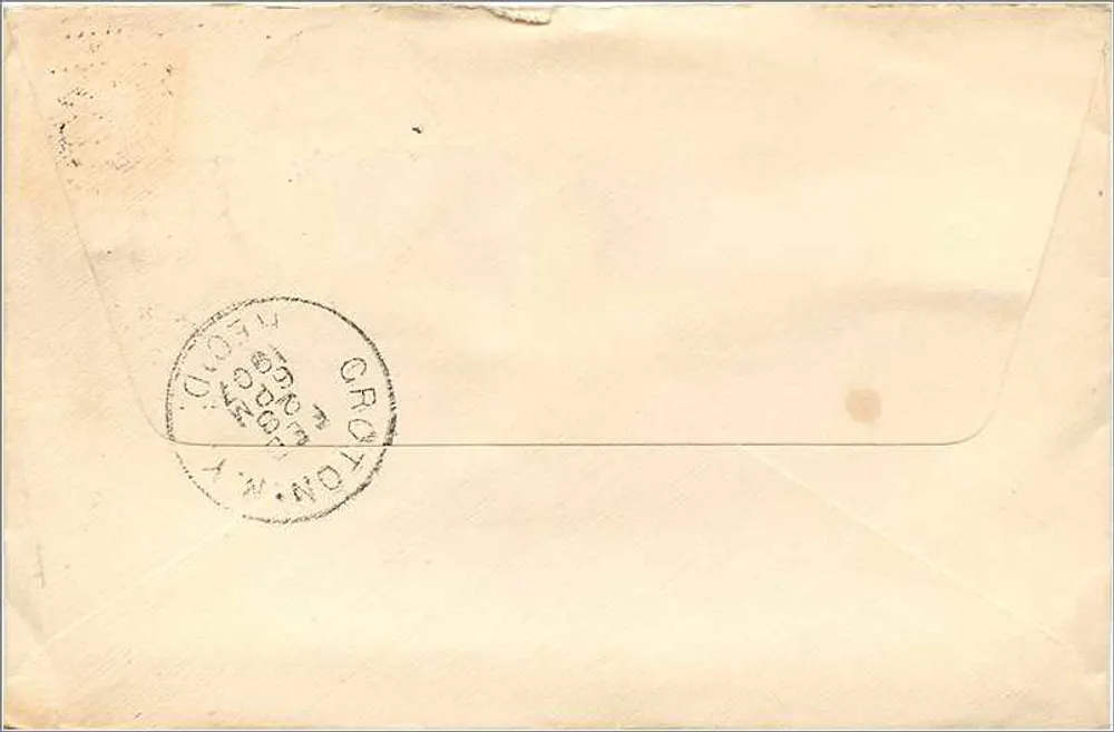 Eau Gallie, Florida — Brief an Herrn R. J. Blanchard in Chotton, N.Y. — 2-Cent-Washington-Stempel, Poststempel 1907 - Rückseite