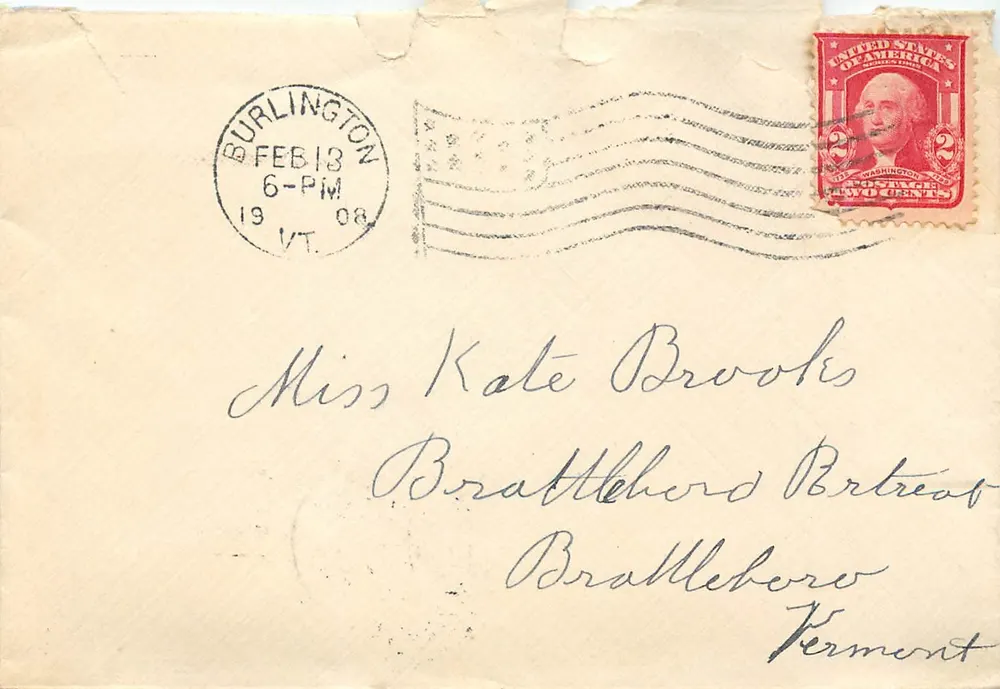 Burlington — Vermont — 1908 — 2 Cent Washington-Stempel - Vorderseite