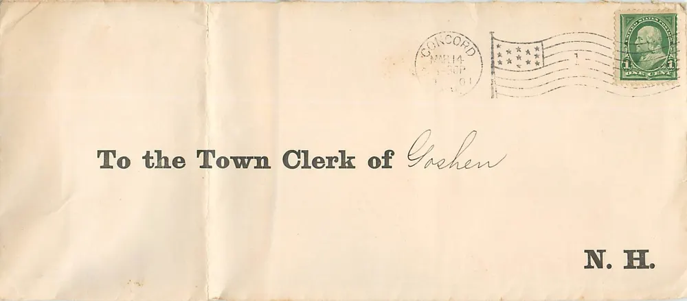 Concord, New Hampshire — Umschlag an den Stadtschatzmeister von Gochen — unbekannter Verlag - Vorderseite