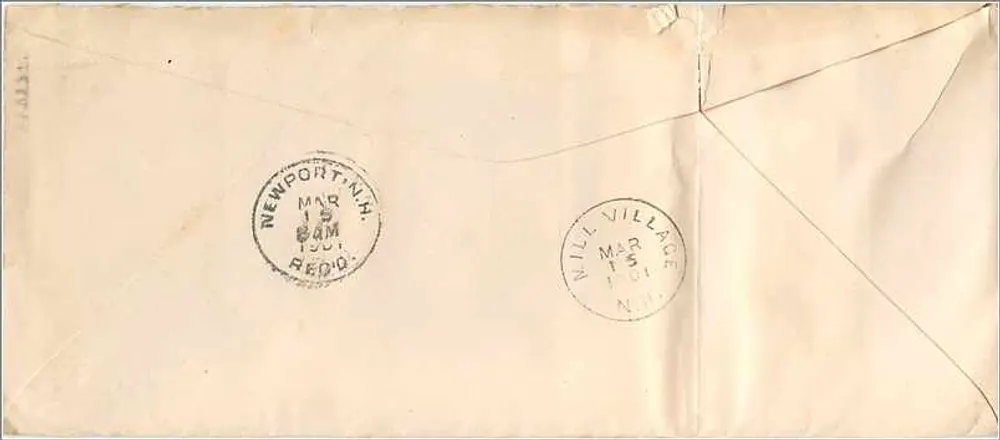 Concord, New Hampshire — Umschlag an den Stadtschatzmeister von Gochen — unbekannter Verlag - Rückseite