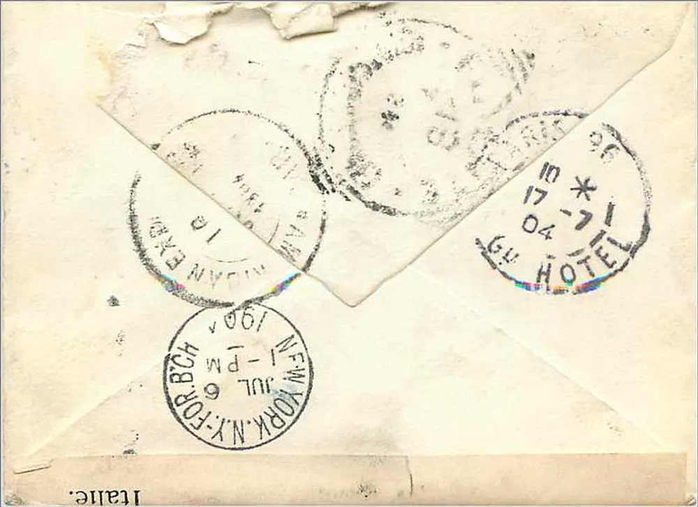 Naukecan, Illinois — Versand nach Florenz — US-Stempel und Poststempel - Rückseite