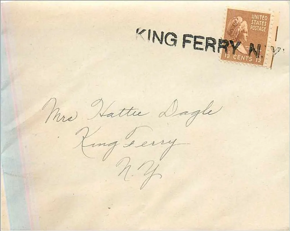 Cartolina postale - Busta con timbro americano da 12 cent e timbro cinese 1948 - Recto