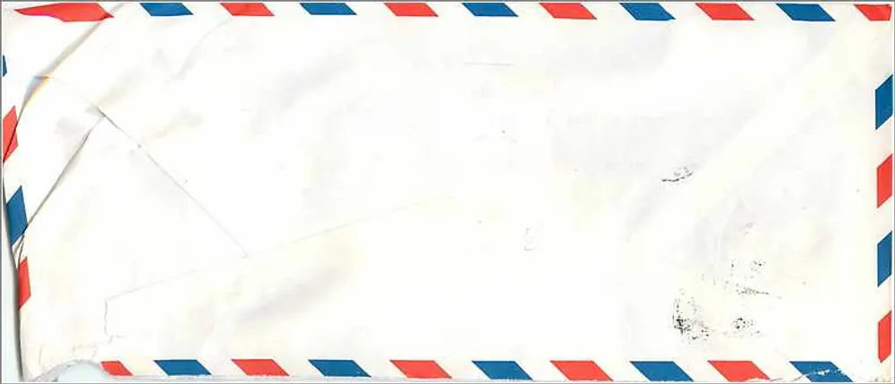 Luftbrief aus Korea nach Iowa City, Vereinigten Staaten — 13. Februar 1982 — Briefmarken und Poststempel - Rückseite