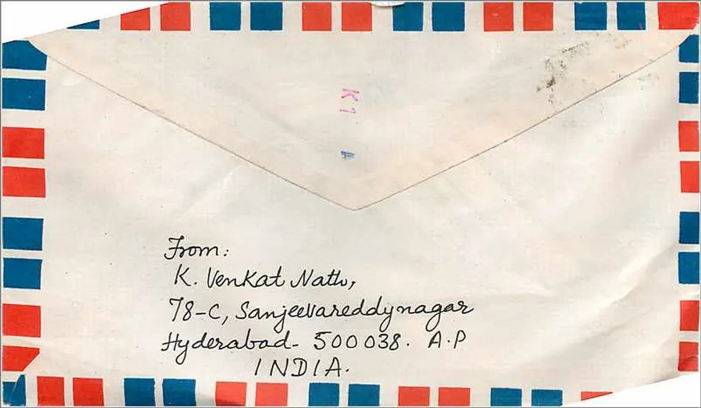 Luftbildkarte — Hyderabad, Indien — an die Universität Iowa, Vereinigte Staaten - Rückseite