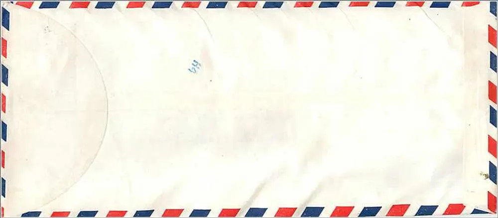 Luftpostbrief von Taipei nach Iowa City — 18 Cent-Stempel der Republik China - Rückseite