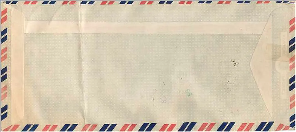 Luftpostbrief — Indien nach Vereinigten Staaten — Stempel und Poststempel von Patiala - Rückseite
