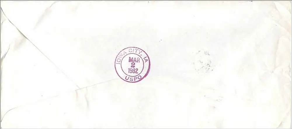 Yonsei University — Seoul, Korea — Versand an die University of Iowa — 1982 - Rückseite