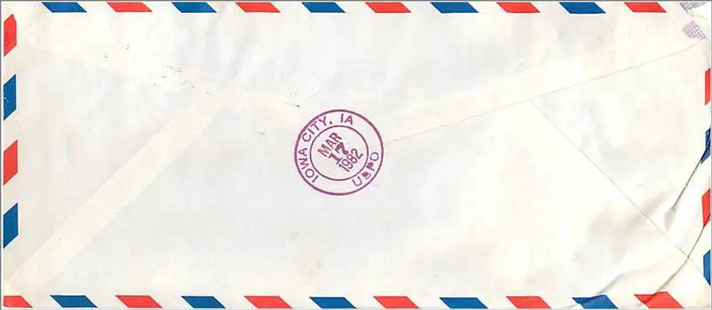 Antieke ansichtkaart — Universiteit van Korea — Iowa City, Iowa, Verenigde Staten — 1982 - Achterkant