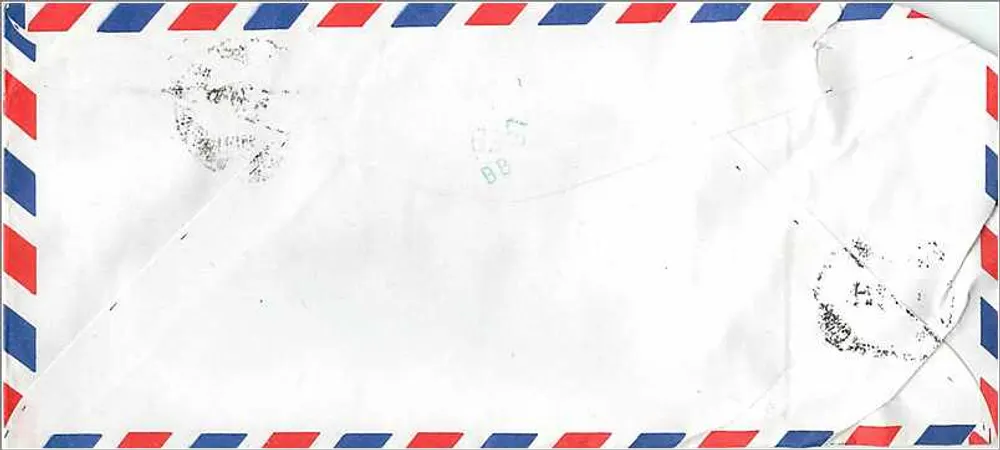 Luftpostbrief aus Taiwan an die University of Iowa — Stempel der Republik China - Rückseite