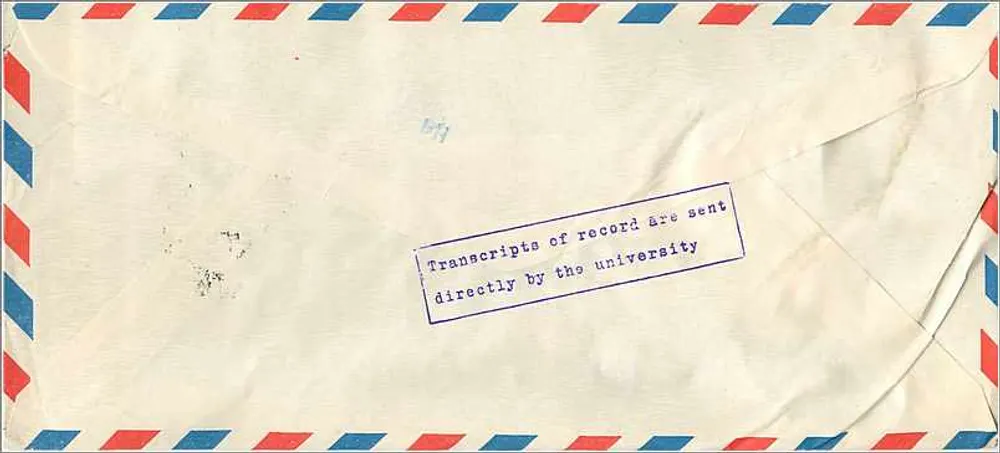 Transkripte der Soochou-Universität — Universität Iowa — 1960er Jahre - Rückseite