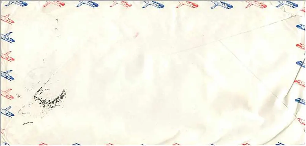 Luftbildkarte — Umschlag mit Briefmarken und Poststempel aus Taiwan — an die Universität Iowa, Vereinigte Staaten - Rückseite