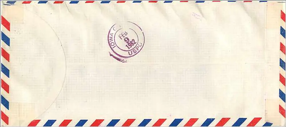 Luftbild des Flughafens Taipei — Versand an die Universität Iowa — Gedenzollmarken von 1982 - Rückseite