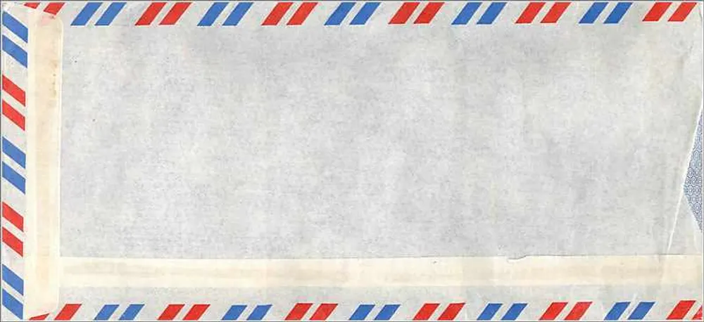 Luftpostkarte — Penang, Malaysia — Office of Admissions, University of Iowa, Iowa City, Vereinigte Staaten - Rückseite