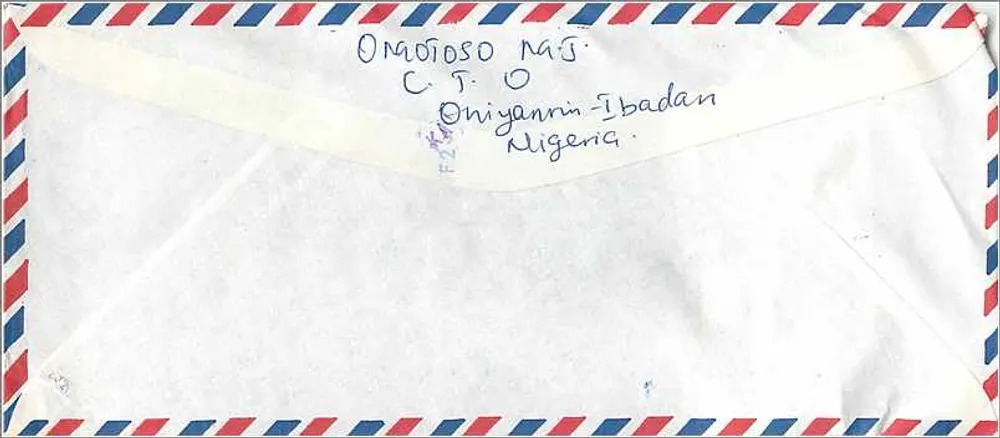 Nigeria — Luftpostbrief mit Stempeln zur Industrie — Verleger nicht sichtbar - Rückseite