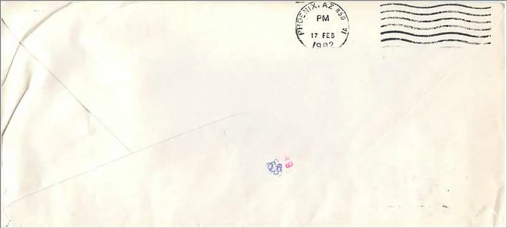Empfohlene Ansichtskarte — Nationaluniversität Taiwan — Empfehlung für Herrn Yih-Sheng Wey — 17. Februar 1992 - Rückseite