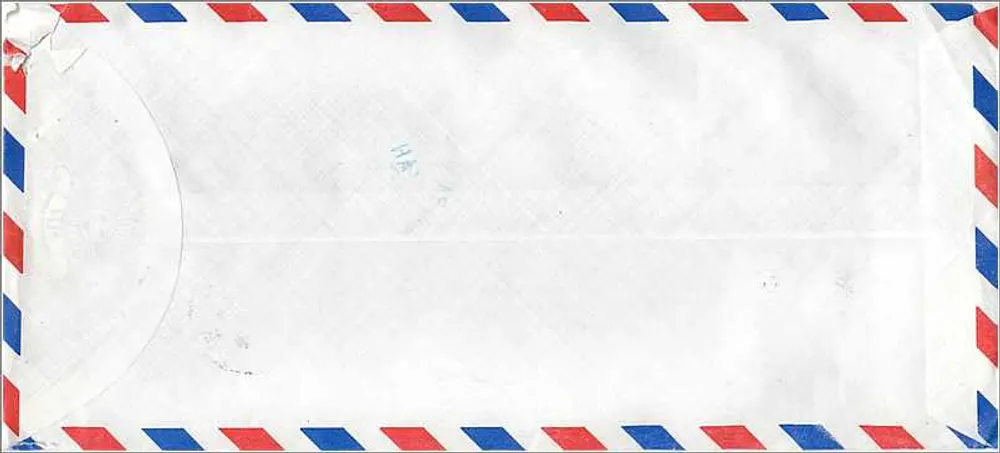 Chinesische Luftpostbrief — 18-Yuan-Stempel — an die University of Iowa, Vereinigten Staaten - Rückseite