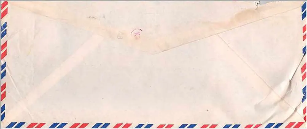 Luftpostbrief Bombay-USA — R.S. Yavatwar an Calvin Hall, Iowa — indische Stempel - Rückseite