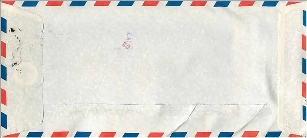Luftpostbrief nach Iowa — malaysische Stempel - Rückseite