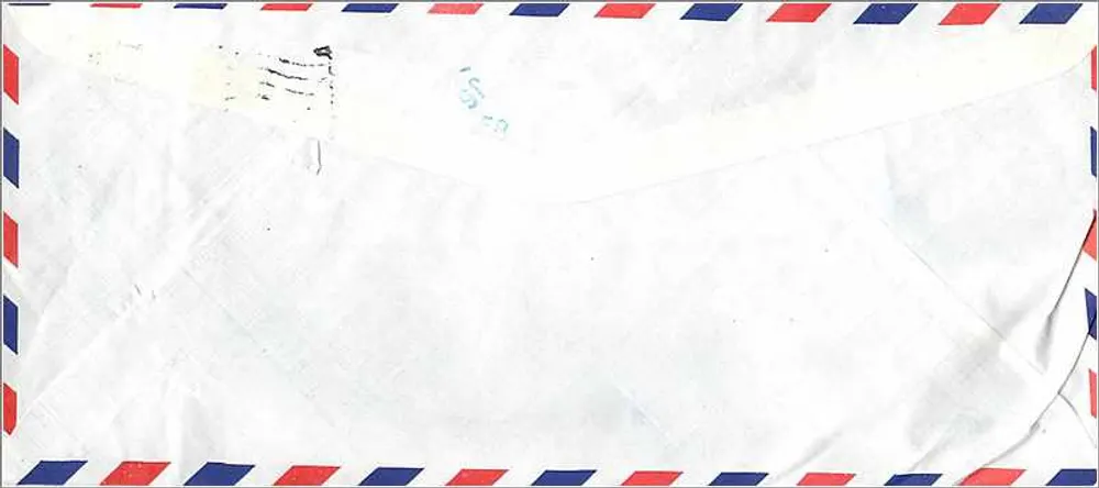 Provinz Taiwan Chiayi Industrielle Berufsschule — Versand an die University of Iowa — Briefmarke und Poststempel - Rückseite