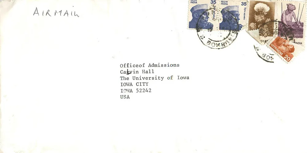 Bombay - Institute of Science — Versand an die University of Iowa — Stempel und Poststempel - Vorderseite