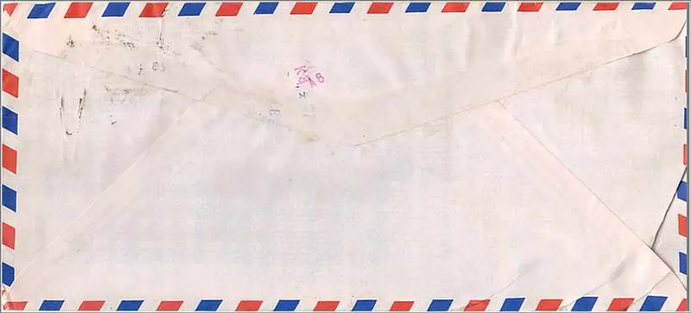 Empfohlene Luftpost-Unterschrift — IIT Kanpur, Indien — an die University of Iowa, USA adressiert - Rückseite