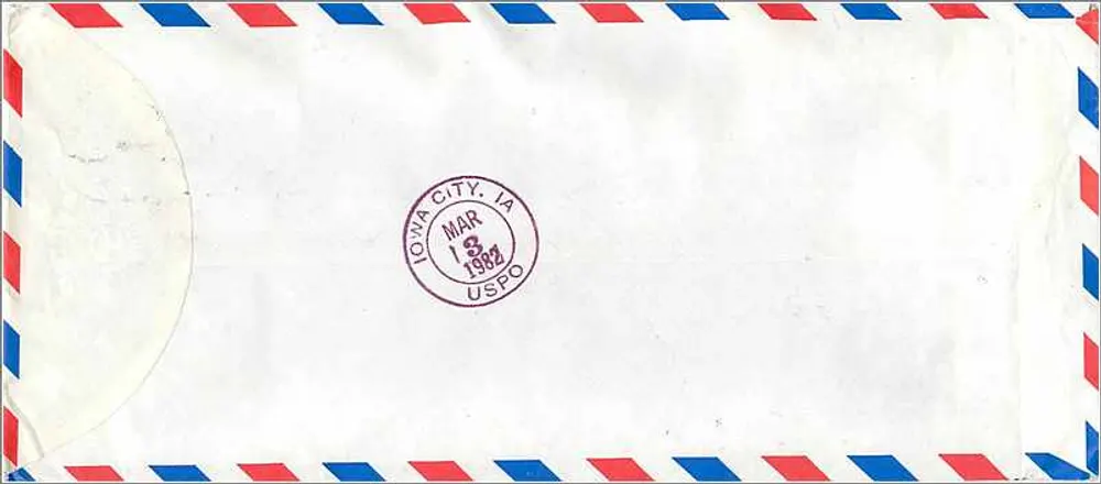National Sun Yat-sen University — Kaohsiung, Taiwan — Versand an die University of Iowa, Iowa City, Vereinigte Staaten - Rückseite