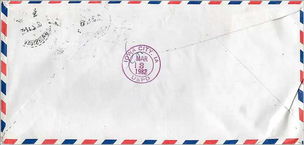 Taipei — Luftpost an die University of Iowa — Verlag nicht sichtbar - Rückseite