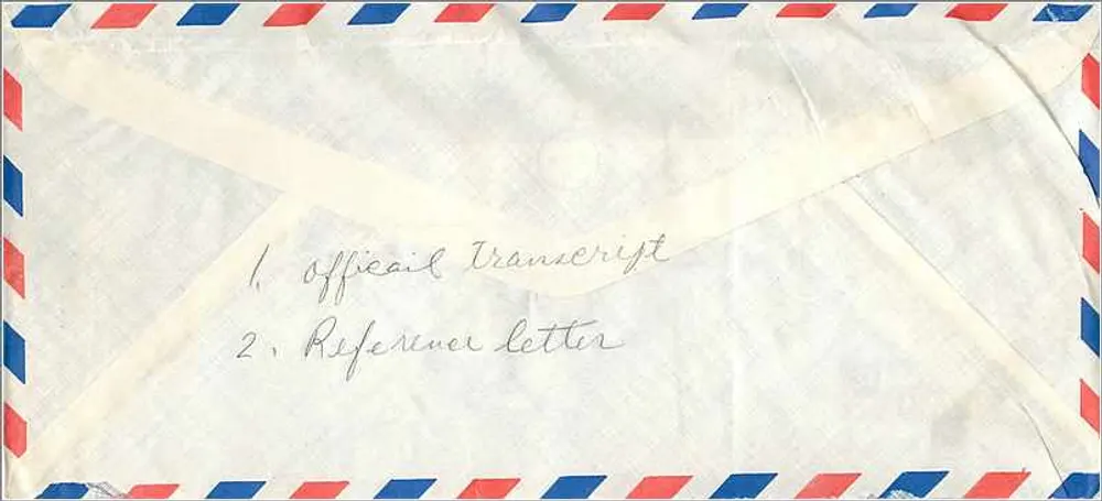Luftpostkarte — Ming Hsin Engineering College, Hsinchu, Taiwan — an die University of Iowa, Iowa City, Vereinigte Staaten - Rückseite