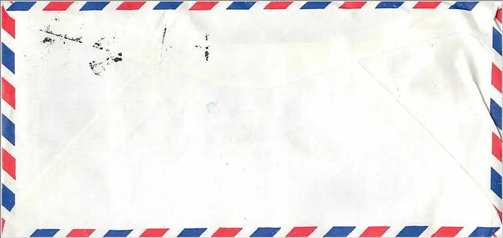 Luftbrief — Chen Kou-Chih, MBA-Kandidat an der University of Iowa — 18-yuan-Stempel, Republik China - Rückseite