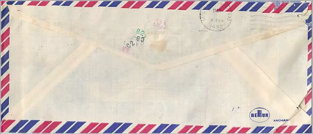 Luftpostkarte — Indien nach Vereinigten Staaten — Verlag Archana - Rückseite