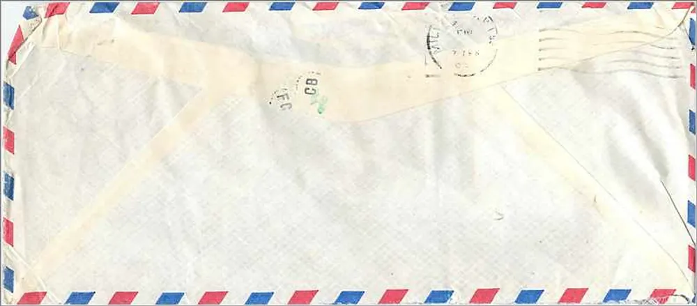 Luftpostbrief — Bombay, Indien — nach Iowa City, Vereinigten Staaten — Verlag: Air Mail - Rückseite