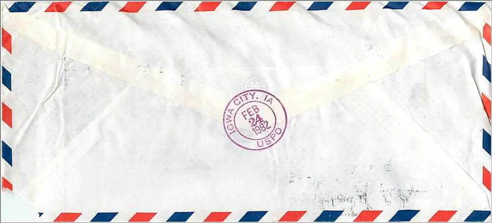 Nationaluniversität Taiwan — registrierte Luftpostbriefmarke nach den Vereinigten Staaten - Rückseite