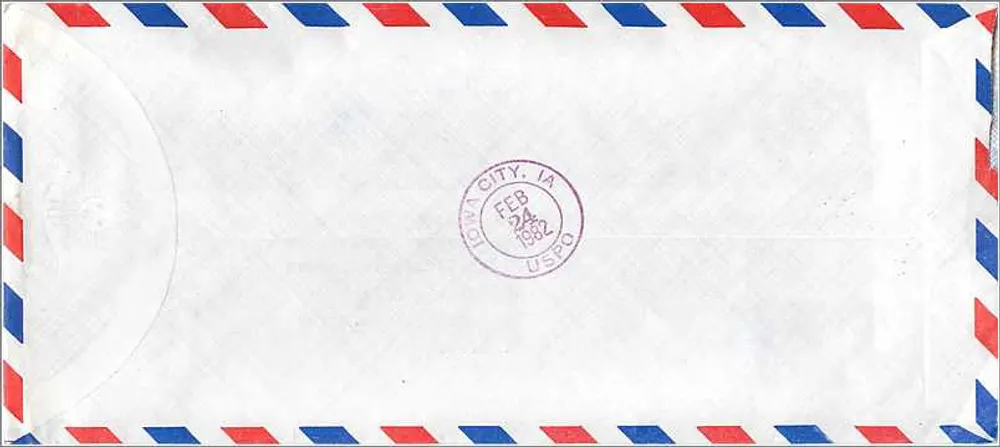 Taipei — Luftpost nach Iowa City — Luftpost Taipei 24 - Rückseite