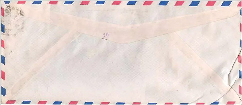 Kalkutta — Luftpost nach Iowa — indische Post - Rückseite