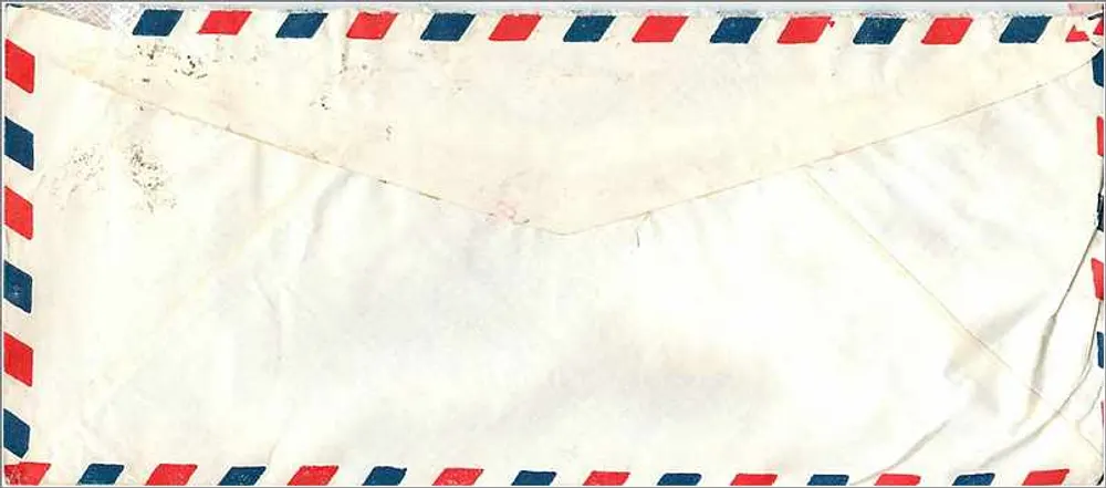 Luftpostkarte — Indien — Bestimmung: Universität Iowa — Briefmarken und Absenderstempel - Rückseite