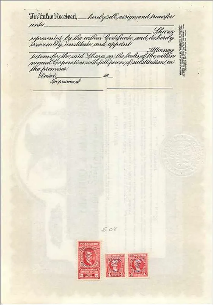 Ação da empresa John Blair & Company — ação da classe B — editor CORPORATE SUPPLY CO. CHICAGO - Verso