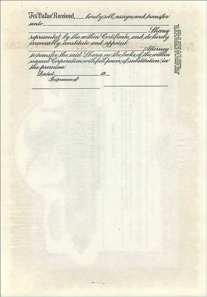 Certificat de parts de la société John Blair & Company — Chicago, Illinois — n° B223 - Verso