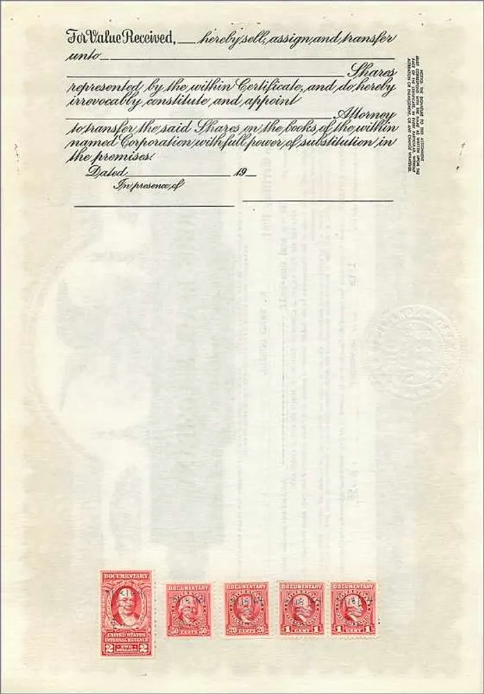 Certificato di quote di John Blair & Company — Classe B — editore Corporation Supply Co., Delaware - Verso