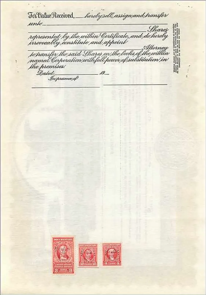 Certificato di azioni di John Blair & Company — Classe B — Delaware - Verso