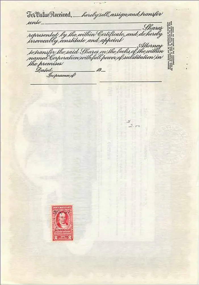 Certificado de acciones de John Blair & Company — Clase B — editor no visible - Reverso