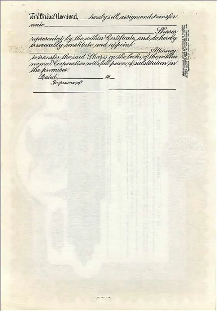 Acción de la sociedad John Blair & Company — acción de clase B — editor Commercial Supply Co. (Delaware) - Reverso