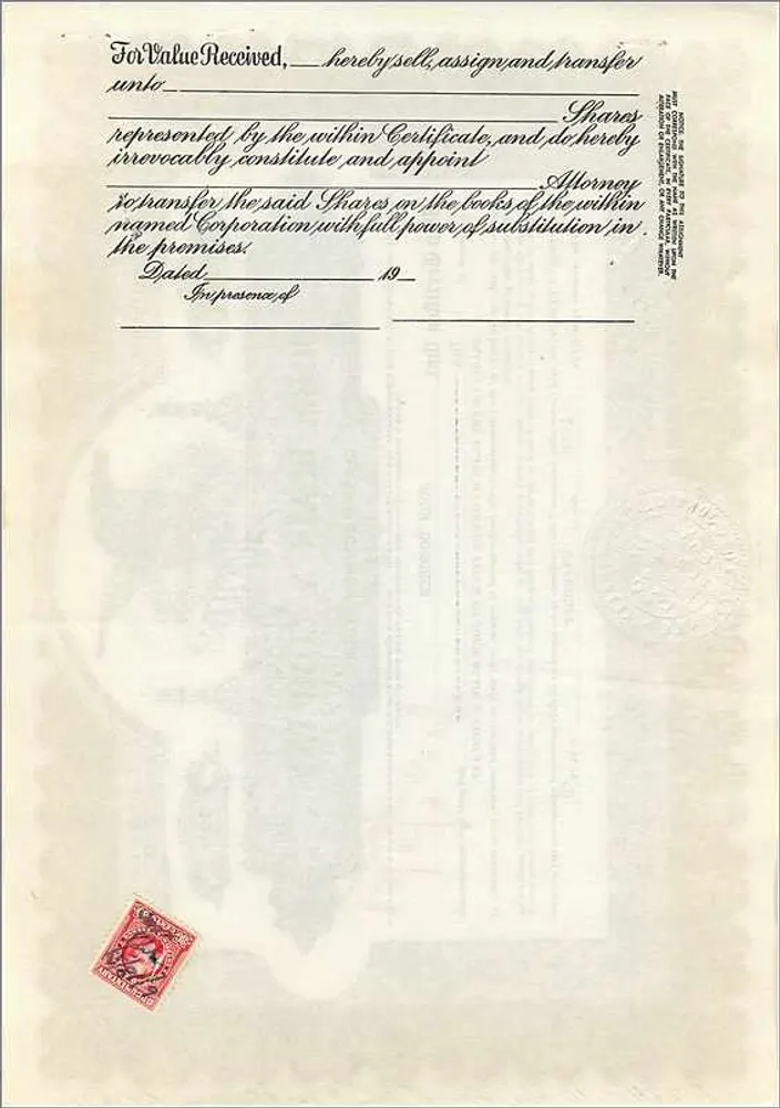 Ação da empresa John Blair & Company — ação da classe B — editor Corporation Supply Co. Chicago - Verso