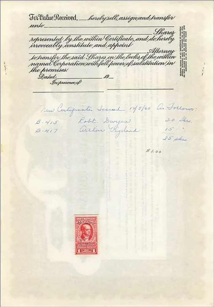 John Blair & Company — Ação da classe B — Corporação incorporada sob as leis do Estado do Delaware — N° B266 - Verso
