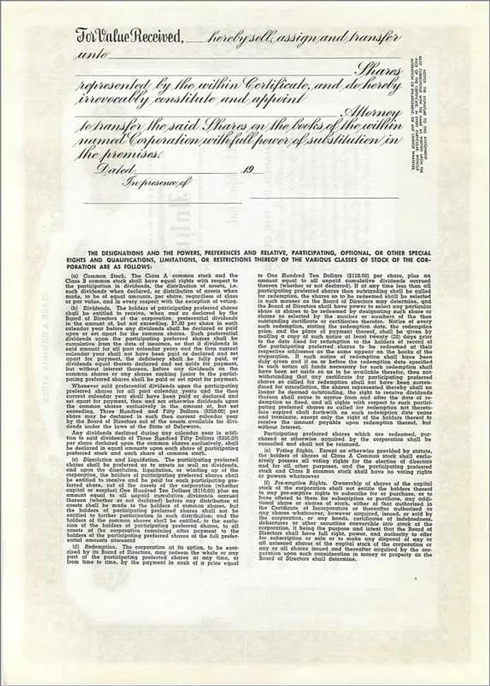 Certificado de acciones de la sociedad John Blair & Company — editor Dwight M. H. Jackson, Chicago, IL - Reverso
