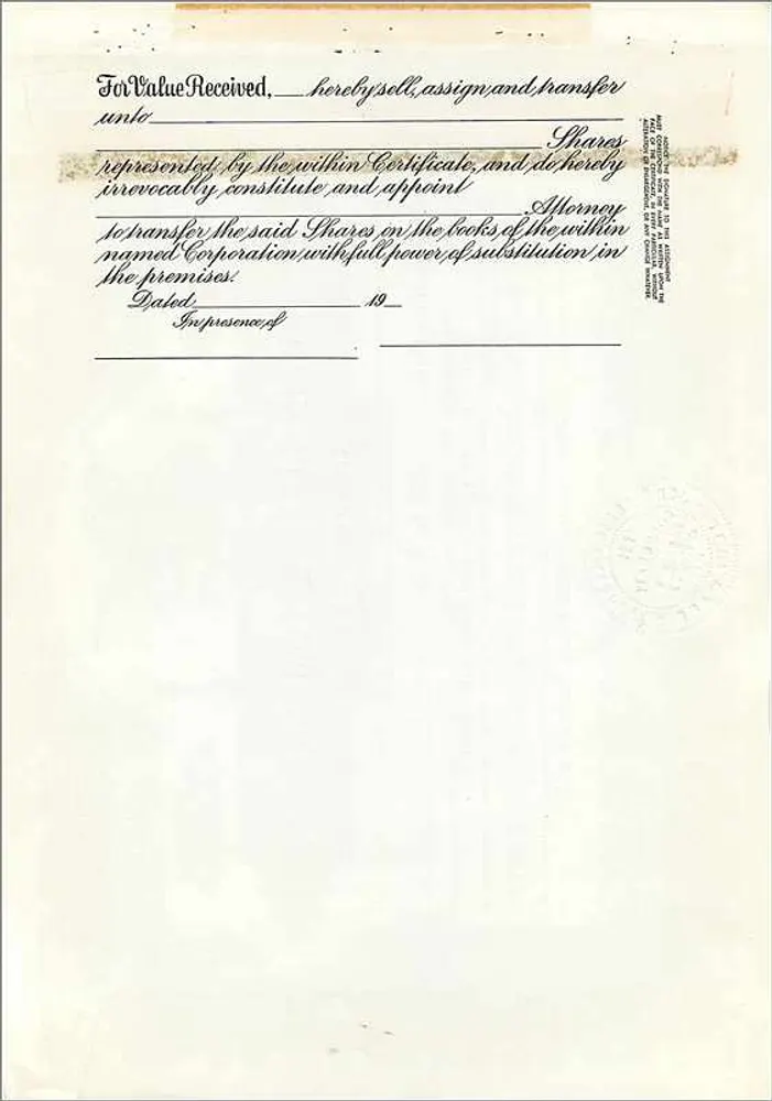 Certificado de ações de John Blair & Company — Delaware — n° 7001 - Verso