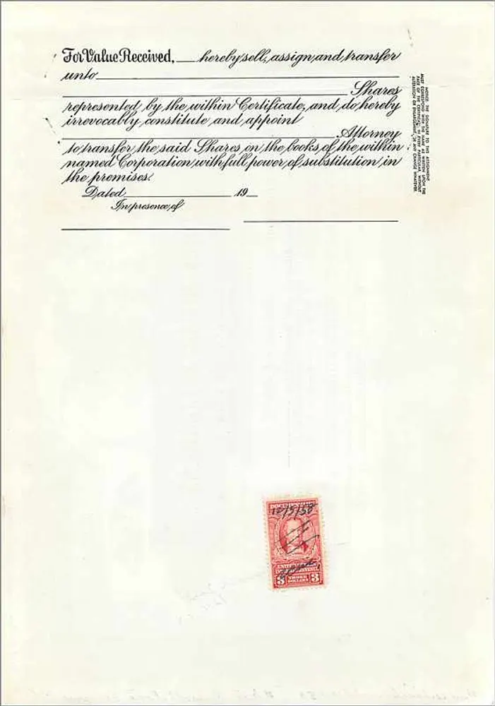 Ação da empresa John Blair & Company — ação da classe A — editor Corporate Supply Co. Chicago, n° 175 - Verso